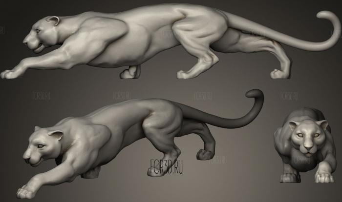 crouuching panther stl model for CNC